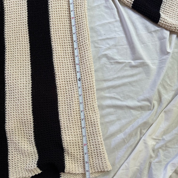 4SI3NNA Black and Cream Striped Midi Sweater Dress Bell Sleeves - Picture 10 of 10